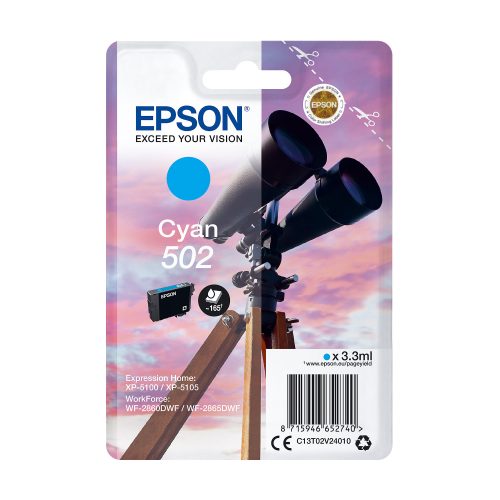 Original Tintenpatrone cyan Epson No. 502, T02V240