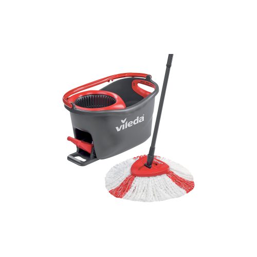 vileda - Turbo EasyWring & Clean Box - Wischmop-Set, One Size, Rot Bunt