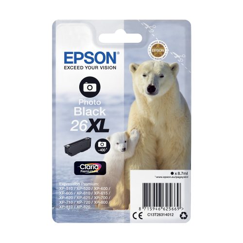 Epson, EPSON Tintenpatrone 26XL ph.schwarz T263140 XP 700/800 400 Seiten