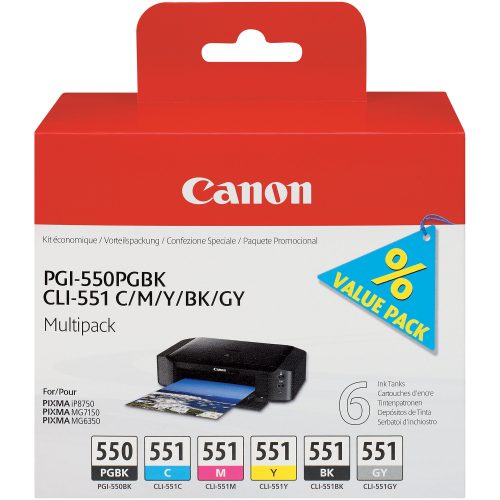 Canon, CANON Multipack Tinte PGBK/CMY/BK/GY PGCL550/1 PIXMA MG6350 15/7ml