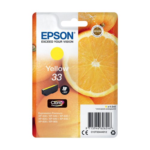 Epson, EPSON Tintenpatrone yellow T334440 XP-530/630/830 300 Seiten