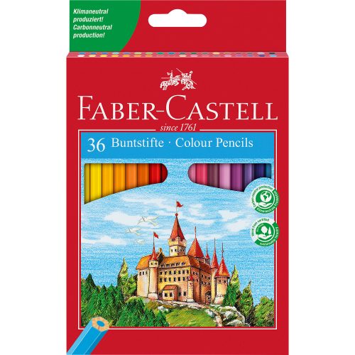 Faber-Castell Buntstifte-Set CASTLE mit 36 Farben und Spitzer im Kartonetui