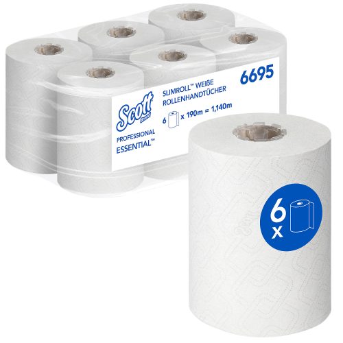 Scott Essential Slimroll Falthandtücher Gerollt Weiss 1-lagig 6695 6 Rollen à 190 m