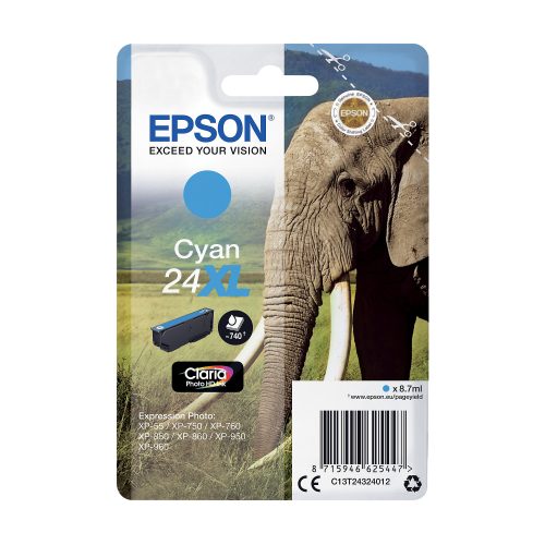 Epson, EPSON Tintenpatrone 24XL cyan T243240 XP 750/850 500 Seiten