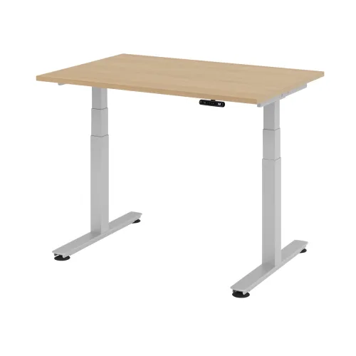 Hammerbacher Sitz-Stehschreibtisch XDSM Eiche, Silber 1.200 x 800 x 800 mm