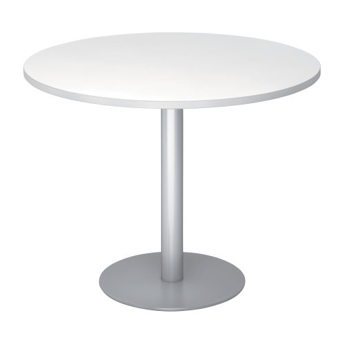 Hammerbacher Säulentisch Silber, Weiß Melaminharzbeschichtete Spanplatte STF10 1.000 x 745 mm