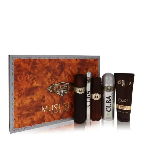 Fragluxe, Cuba Gold by Fragluxe Gift Set -- 3.3 oz Eau de Toilette Spray + 3.3 oz After Shave Spray + 6.7 oz Body Deodorant Spray + 6.7 oz Shower Gel +  1.17 oz