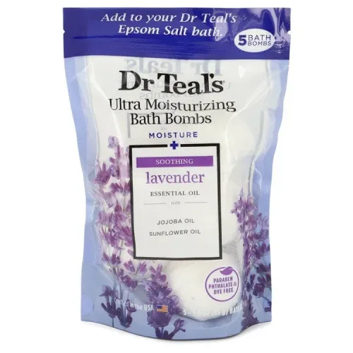 Dr Teal's, Dr Teal's Ultra Moisturizing Bath Bombs Five (5) 50 ml Moisture Soothing Bath Bombs with Lavender, Essential Oils, Jojoba Oil, Sunflower Oil (Unisex) 50 ml