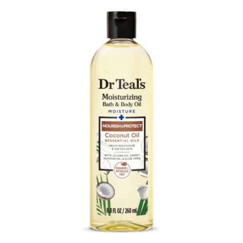 Dr Teal's, Dr Teal's Moisturizing Bath & Body Oil Nourishing Coconut Oil with Essensial Oils, Jojoba Oil, Sweet Almond Oil and Cocoa Butter 260 ml