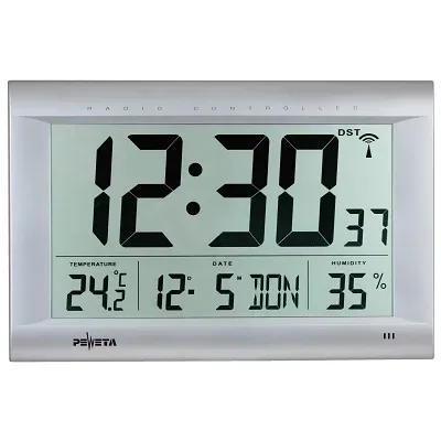 PEWETA Uhren, Funk-Digitalwanduhr DCF 77 mit LC-Display