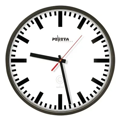 PEWETA Funk-Wanduhr DCF77 Typ 130, DIN-Balkenziffern, Ø 300 mm, schwarz