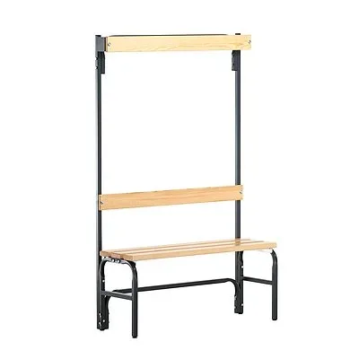 Sypro, Umkleidebank, Stahlrohr/Holz, einfach, mit Garderobenteil, L 1015 mm, anthrazit