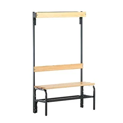 Sypro, Umkleidebank mit Hakenleisten, einseitig, 3 Haken, 1015 mm, anthrazit, Schuhrost Sypro