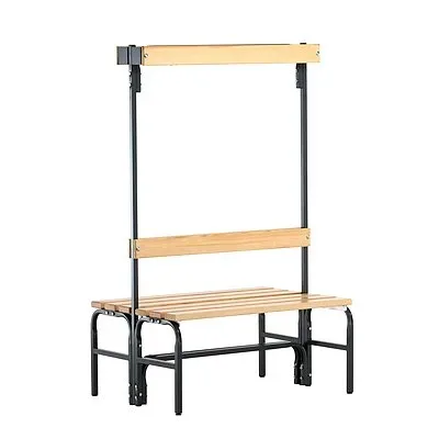 Sypro, Umkleidebank, Stahlrohr/Holz, doppelt, mit Garderobenteil, L 1015 mm, anthrazit