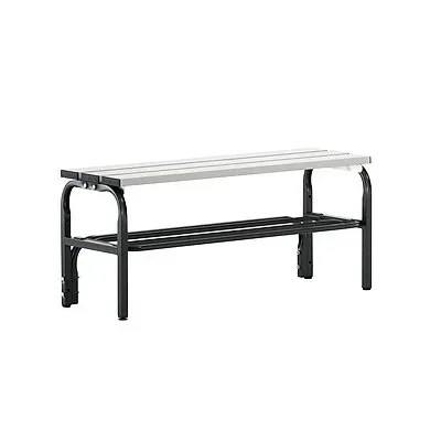 Sypro, Umkleidebank mit Aluminiumleisten, HxT 450 x 350 mm, Länge 1015 mm, anthrazit, Schuhrost Sypro