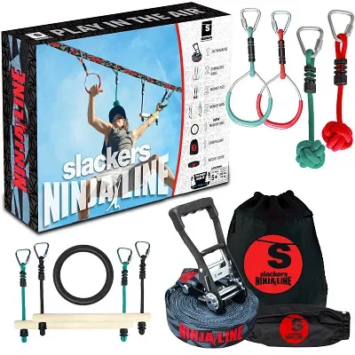 Mts Sportartikel, Schildkröt 980024 - Fun Sports, Slackers Ninja Line Starter Set, 11 Meter Hangelparcour, tolles 11-teiliges Komplettset, auch als Slackline nutzbar, mit 7 Hindernissen
