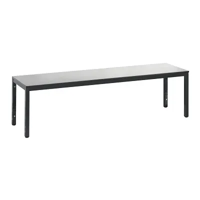 C + P, Umkleidebank Basic Plus, für Feuchträume, ohne Rückenlehne, 6-Fussgestell schwarzgrau RAL 7021, ohne Schuhrost, B 1500 mm, Dekor silbergrau