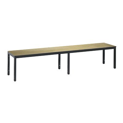 C + P, Umkleidebank Basic Plus, für Feuchträume, ohne Rückenlehne, 6-Fussgestell schwarzgrau RAL 7021, ohne Schuhrost, B 1960 mm, Dekor Eiche Serrano