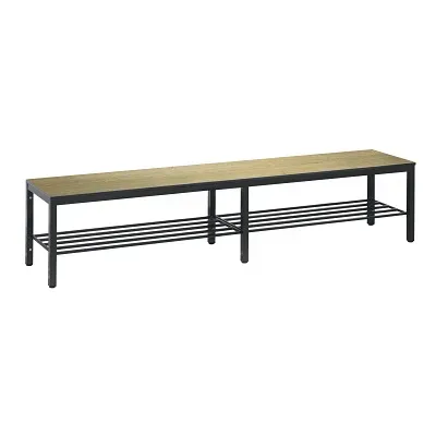 C+P, C+P Umkleidesitzbank Basic Plus, Länge 1.960 mm, inkl. Schuhrost, schwarzgrau/Eiche Sereno