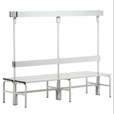 Sypro, Umkleidebank, Stahlrohr/Alu, doppelt mit Garderobenteil, 1500 mm lang, anthrazit