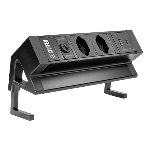 STEFFEN, Steffen Tischsteckdosenleiste Alu Desk 50 00084 | 2 Steckplätze | T13