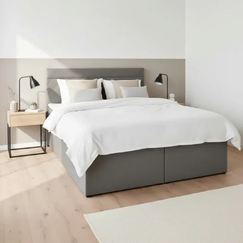Bessagi Home, Boxspringbett Rosa Dunkgrau Ca. 180x200cm Inkl. Topper 180/200 cm Grau 