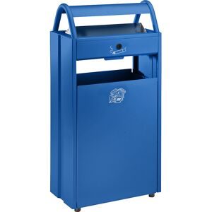 Abfallsammler mit Ascher und Regenschutzdach, Volumen 60 l, BxHxT 480 x 960 x 250 mm, blau RAL 5010 VAR