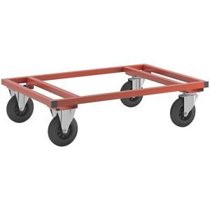 Paletten-Fahrgestell KM217, LxBxH 1200 x 800 x 305 mm, rot, 2 Lenk- und 2 Bockrollen Kongamek