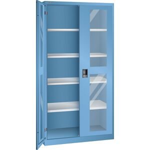 Lista, LISTA Flügeltürschrank mit Sichtfenster, (BxTxH) 1000x500x1950mm, 4 Verstellböden, lichtblau, KEY Lock