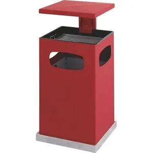 undefined, Ascher-Papierkorb mit abnehmbarem Dach, 72 Liter, rot