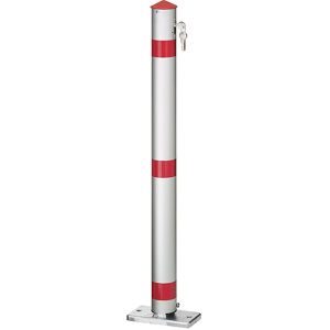 URBANUS, URBANUS Sperrpfosten aus Aluminium, umlegbar, Rundrohr Ø 76 mm zum Aufdübeln + Zylinderschlross, rot