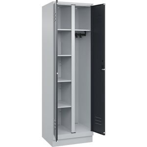 C+P, C+P Mehrzweck-Putzmittelschrank Classic PLUS, Sockel, 2 Abteile, HxBxT 1.950 x 600 x 500 mm, lichtgrau, anthrazitgrau, Zylinderschloss