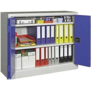 Pavoy, PAVOY Falttürenschrank mit 2 Fachböden, HxBxT 1.000 x 1.200 x 600 mm, enzianblau, lichtgrau