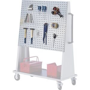 eurokraft pro, Lochplatte aus Stahl für Werkzeugmobil, LxB 991 x 457 mm, weißaluminium RAL 9006 eurokraft pro