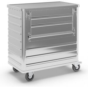 Gmöhling, Alu-Kastenwagen mit halb abklappbarer Wand, 355 Liter, mit Deckel + Schlössern