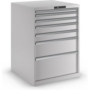 Schubladenschrank, Stahlblech, HxB 1000 x 717 mm, 7 Schubladen, lichtgrau LISTA
