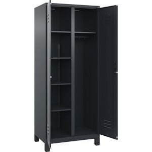 C+P, C+P Mehrzweck-Putzmittelschrank Classic PLUS, Füsse, 2 Abteile, HxBxT 1.950 x 800 x 500 mm, anthrazitgrau, anthrazitgrau, Zylinderschloss