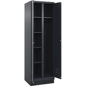C+P, C+P Mehrzweck-Putzmittelschrank Classic PLUS, Sockel, 2 Abteile, HxBxT 1.950 x 600 x 500 mm, anthrazitgrau, anthrazitgrau, für Vorhängeschloss