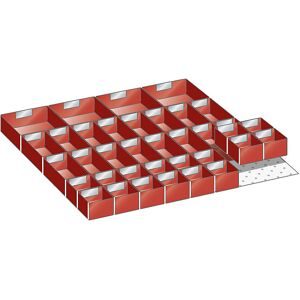 Schubladeneinteilungsmaterial-Set, 36 Einsatzkästen, für Fronthöhe 75 mm LISTA
