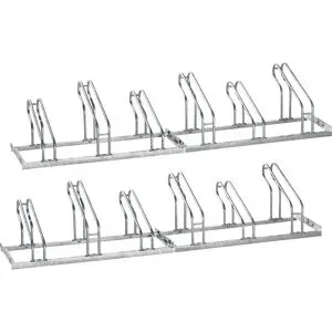 wsm®, Bügelparker WSM, 1-seitig, für Reifen bis B 55 mm, B 2100 x T 1850 x H 500 mm, Stahl feuerverzinkt, 6 Einstellplätze, zerlegt