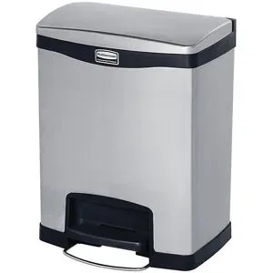 RUBBERMAID, Slim Jim Step-ON Tretabfallbehälter, aus Edelstahl, 30 Liter, schwarz