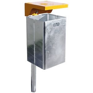 undefined, Abfallbehälter aus feuerverzinktem Stahlblech, ohne Ascher, Dreikantschloss, 40 Liter, B 310 x T 360 x H 600 mm, silbermetallic