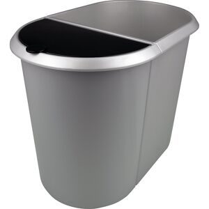 helit, helit Papierkorb Duo System Polyethylen Schwarz, Silber 28 x 28 x 35 cm