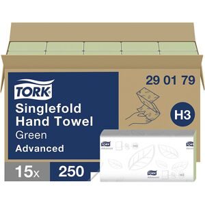 Tork, Tork Advanced Recycelte Falthandtücher H3 V-falz Grün 2-lagig 290179 15 Stück à 250 Blatt
