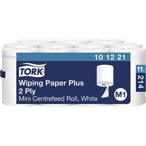Tork, Tork Advanced Starke Mehrzweck-Papierwischtücher Mini M1 Innenabrollung Weiß 11 Rollen à 214 Blatt