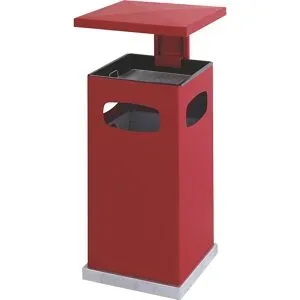 undefined, Ascher-Papierkorb mit abnehmbarem Dach, 70 Liter, rot
