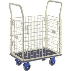 Plattformwagen, mit Gitterumrandung, Schiebebügelhöhe 920 mm, LxB 740 x 480 mm PRESTAR