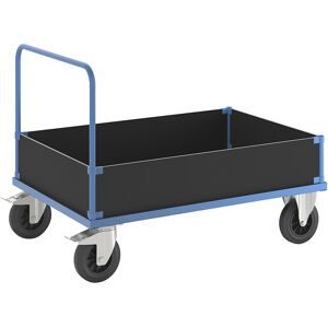 Plattformwagen KM33, Kofferaufbau niedrig, LxB 1200 x 800 mm, 2 Lenkrollen mit Stopp, 2 Bockrollen Kongamek