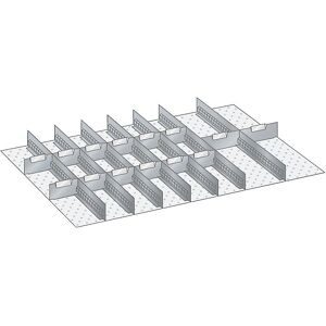 Schubladeneinteilungsset, 7 Schlitzwände, 14 Trennbleche, 21-teilig, für Fronthöhe 75 mm LISTA