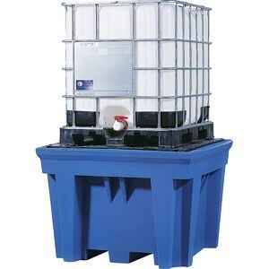 asecos®, IBC - und KTC-Station asecos, für 1 Container, 1100 l, 1600 kg, Stellfläche, unterfahrbar, B 1430 x T 1430 x H 965 mm, Polyethylen, blau